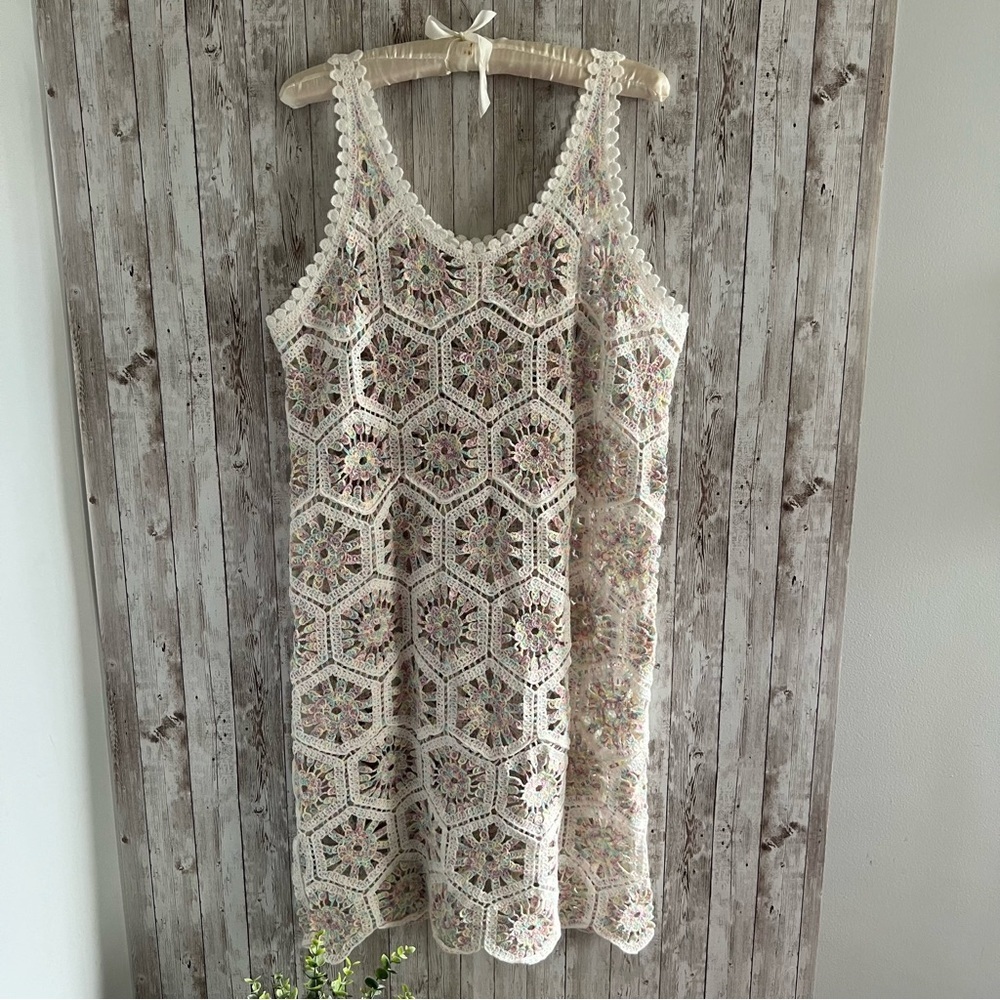 POL Crochet Rainbow Pastel Mini Dress - Picture 2 of 5